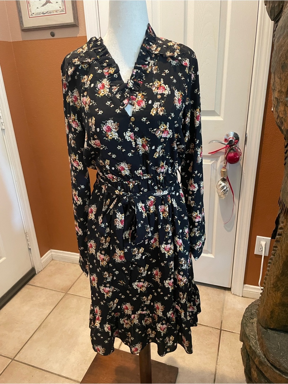 Molly Bracken Floral Long Sleeve Button Bodice Short Dress
